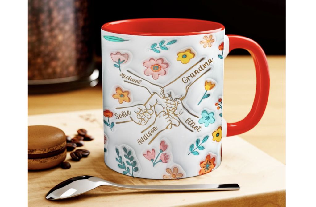 custom grandma mug with grandkids names, personalized gifts for grandma